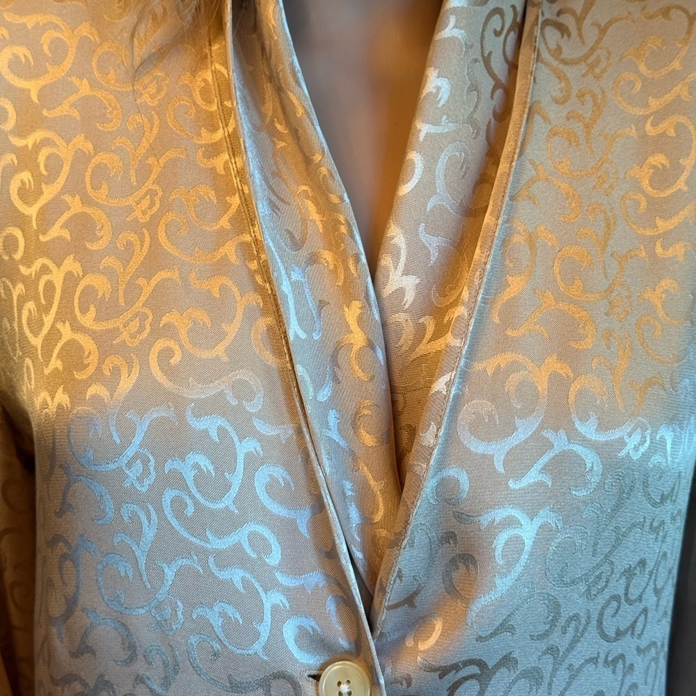 Vintage Christian Dior Beige Size 2 Jacquard Silk Blouse Authenticated - Picture 8 of 16